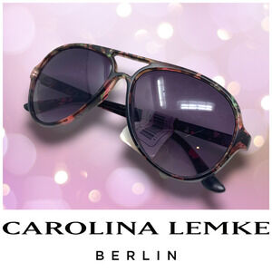 NEW Carolina Lemke Confetti Acrylic Classic Aviator Sunglasses CL1026 NWT